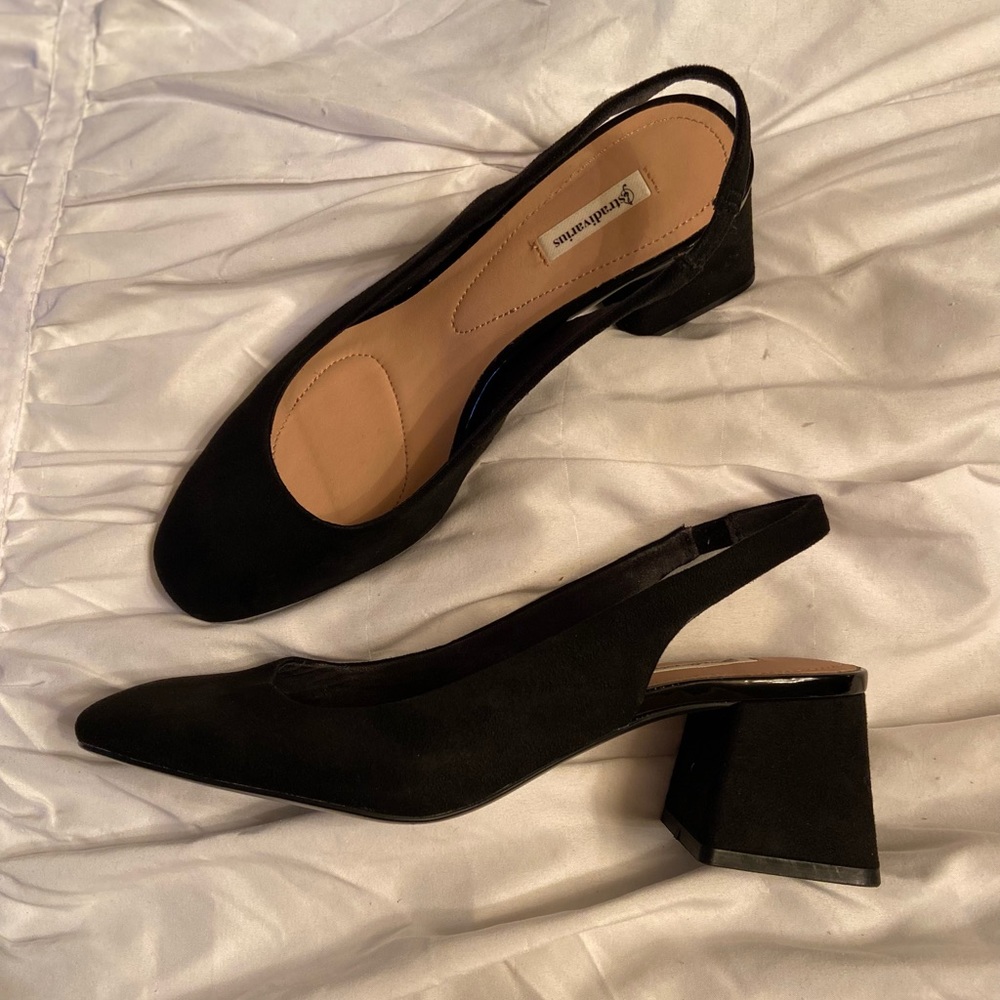 Sling back block heel flats